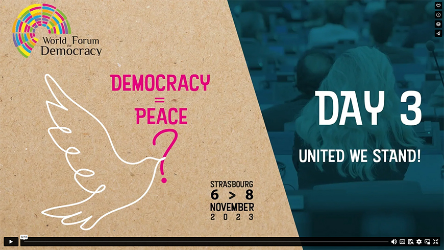 Forum mondial de la démocratie 2023 : résumé du 3e jour (8 novembre 2023)