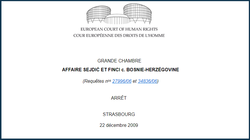 Sejdić et Finci - Après 10 ans sans progrès, de nouveaux espoirs pour une solution avant les élections de 2022