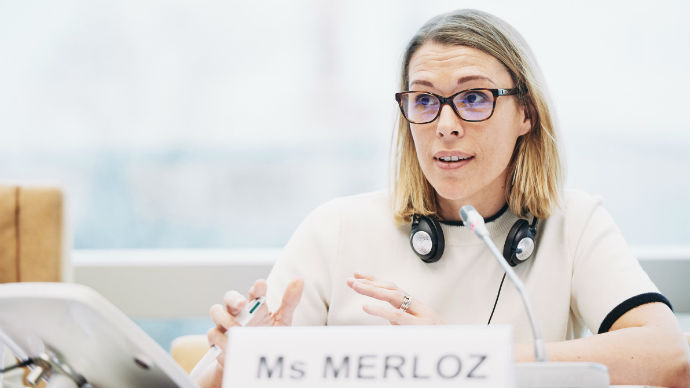 Présentation de Mme Florence Merloz, Présidente du Groupe de rédaction du Conseil de l'Europe sur la place de la Convention européenne des droits de l'homme dans l'ordre juridique européen et international (DH-SYSC-II), lors de la 55e réunion du CAHDI