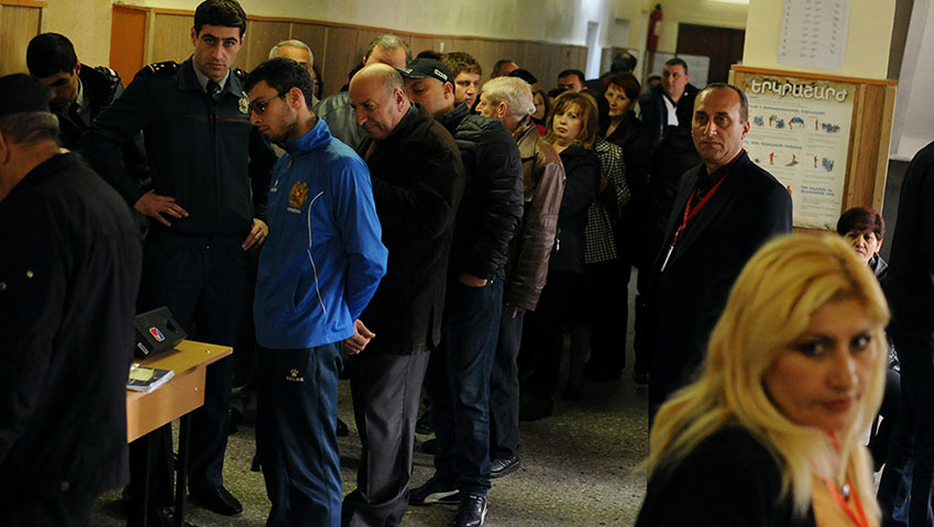 Mobile crew of journalists contribute to an independent electoral media coverage of parliamentary elections in Armenia