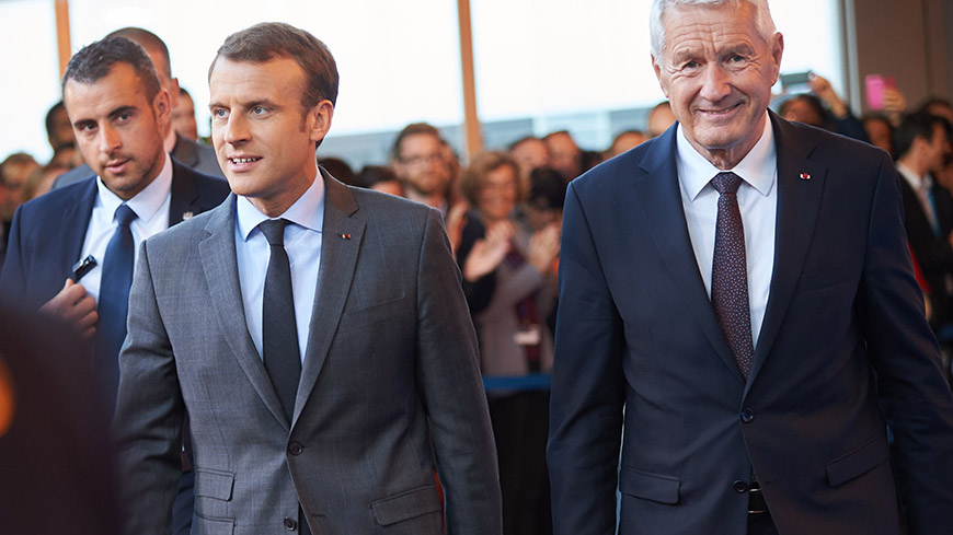 Emmanuel Macron und Thorbjørn Jagland