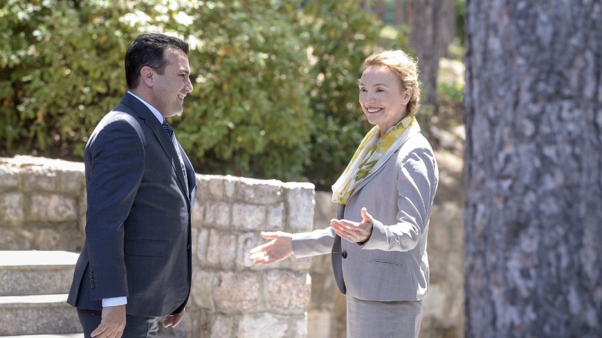 Zoran Zaev, Prime Minister of the Republic of North Macedonia with the Secretary General of the Council of Europe, Marija Pejčinović Burić