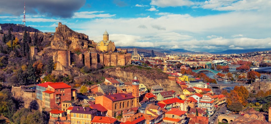 Panoramic view of Tbilisi at sunset