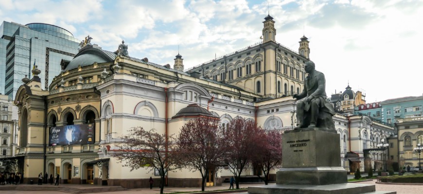 A monument of Ukrainina pianist and composer, Mykola Lysenko, located in front of Kyiv National Opera House.