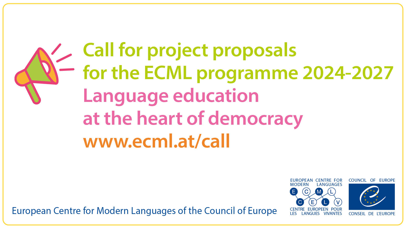 European Language Gazette – Special edition: ECML Call for project proposals for its 2024-27 programme “Language education at the heart of democracy”