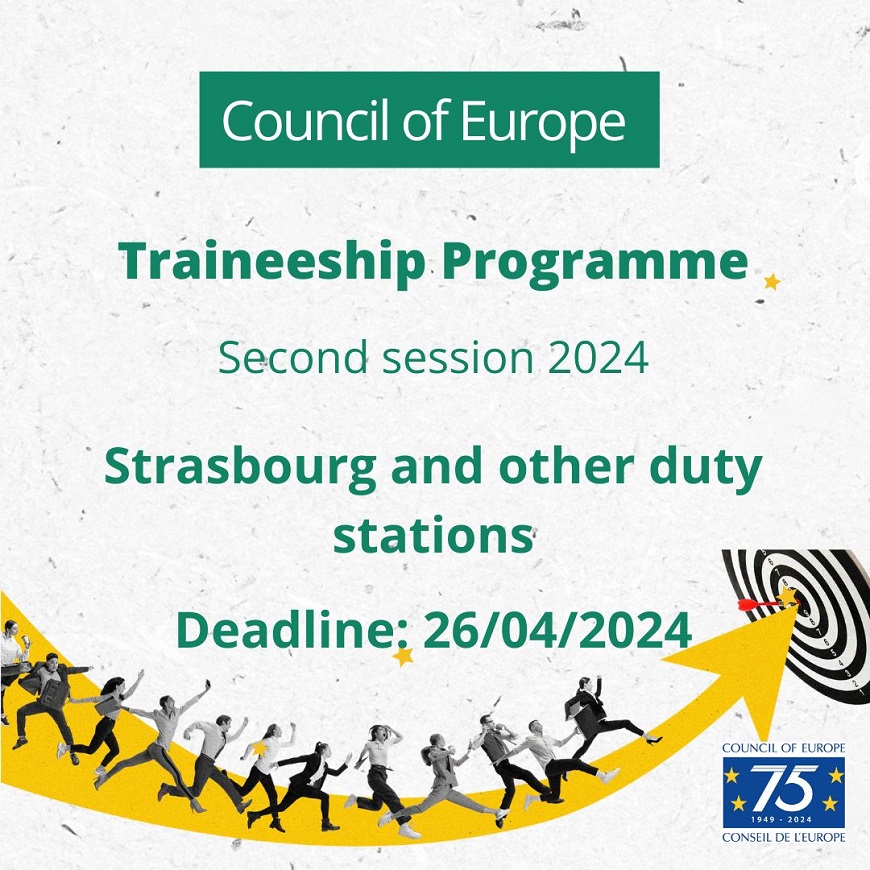 Les candidatures sont désormais ouvertes pour le programme de stage du Conseil de l'Europe qui débutera en octobre 2024