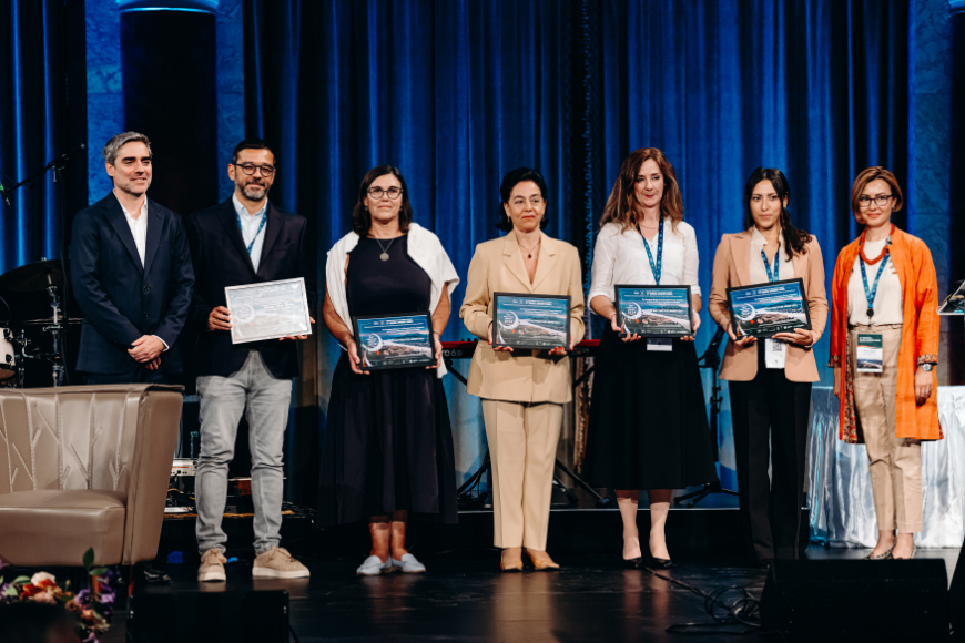 Picture: (from left to right) Mr. Sergio ORTEGA MUNOZ, Vice-Chair of the EPA Governing Board; Danko Cosic, Director of Programmes, Roman Emperors and Danube Wine Route; Mateja Jančar, Manager, Women Writers Route; Elena Tanou, President, Phoenicians’ Route; Szilvia Fábián, President, Iron Age Danube Route; Chiara Martelli, representative, Leonardo da Vinci Route and Mrs. Meltem ÖNHON, Chair of the EPA Governing Board.