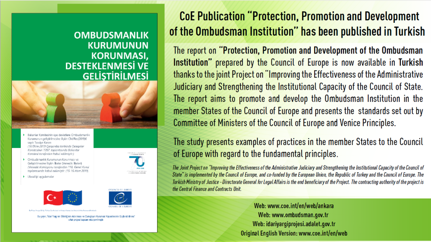 Report published in Turkish on “Protection, Promotion and Development of the Ombudsman Institution”