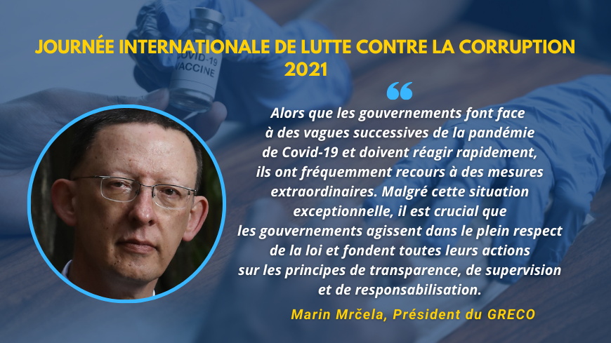 Le président du GRECO : « Les risques de corruption liés au Covid-19 restent élevés, les gouvernements doivent réagir rapidement mais licitement à la pandémie »