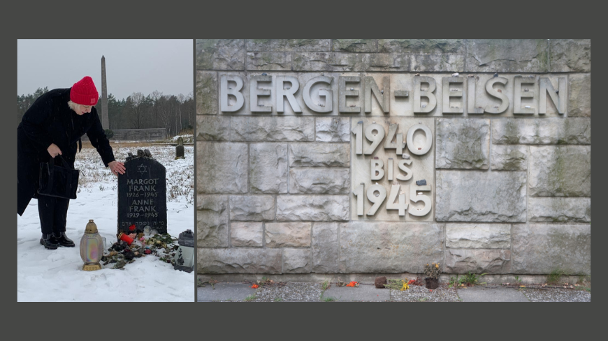 La Commissaire aux droits de l'homme du Conseil de l'Europe, Dunja Mijatović, a visité le mémorial de Bergen-Belsen, le 08 décembre 2023, pour commémorer ceux qui ont perdu la vie dans le camp.