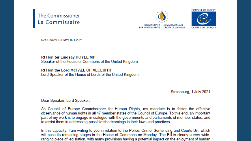 United Kingdom: Parliamentarians should reject restrictions on peaceful demonstration, criminalisation of Gypsy, Roma and Traveller communities