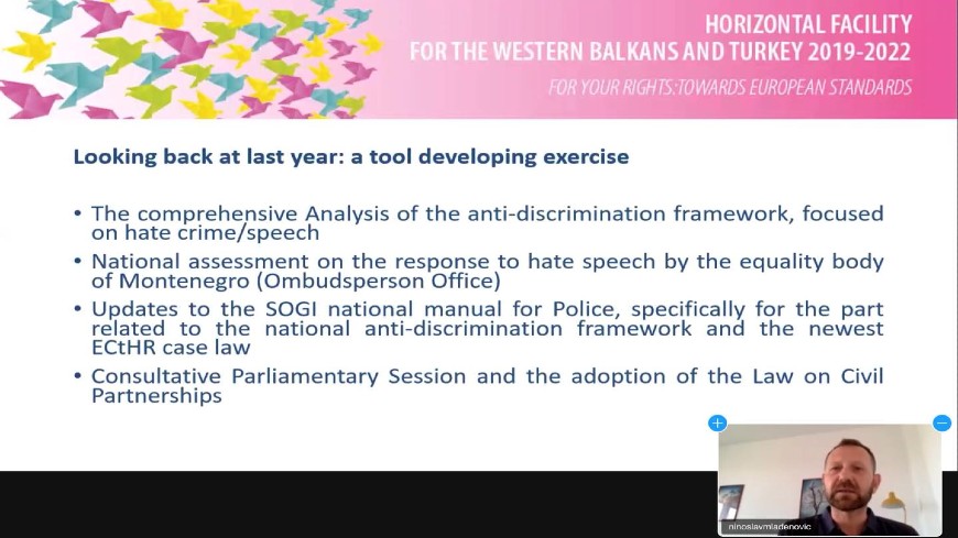 Promoting diversity and equality in Montenegro: the second Steering Committee meeting held online, followed by a presentation of the anti-discrimination draft analysis to institutions