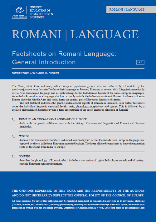 FACTSHEETS ON ROMANI LANGUAGE PREPARED BY THE COUNCIL OF EUROPE