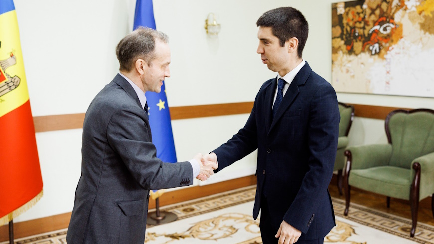 Falk Lange, Head of the Council of Europe Office in Chisinau, in dialogue with Mihai Popșoi, Minister of Foreign Affairs of the Republic of Moldova